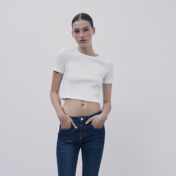 Zara Ribbed Cotton T-shirt - NWT - Small - Picture 5 of 11
